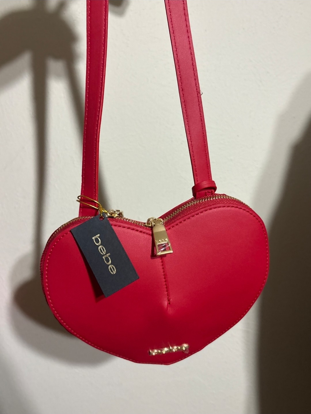 bebe Bright Red Heart-Shaped Mini Crossbody